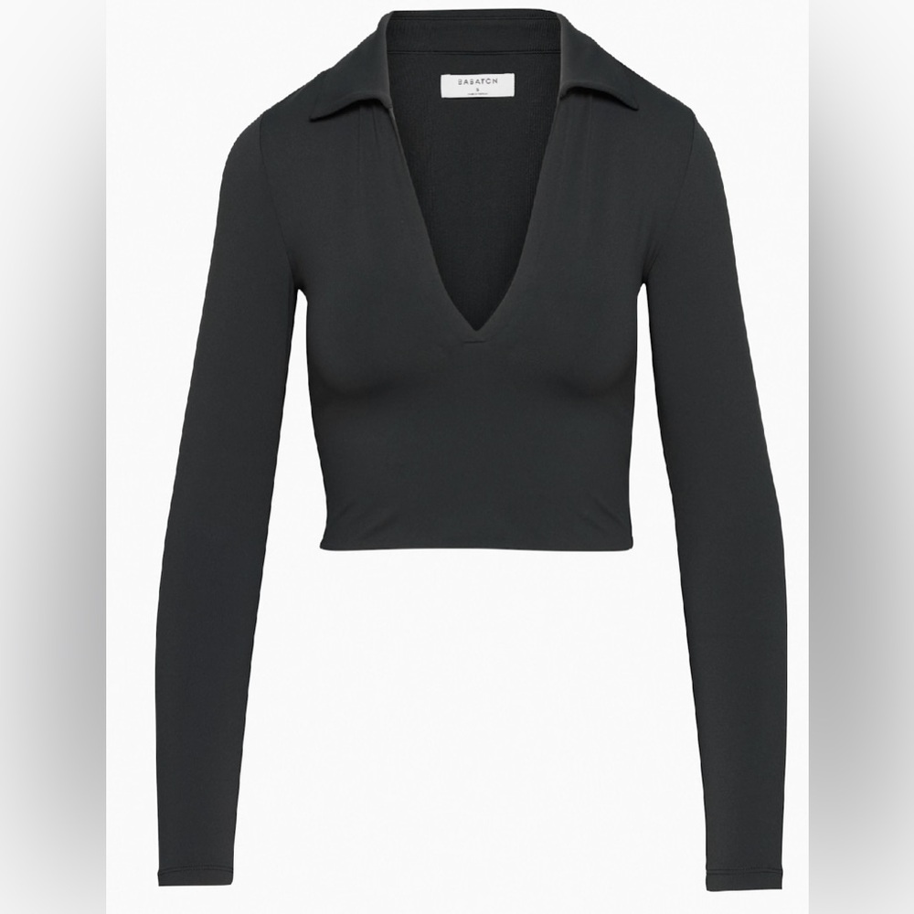 Aritzia Babaton Black Long Sleeve Polo Blouse – Size M
